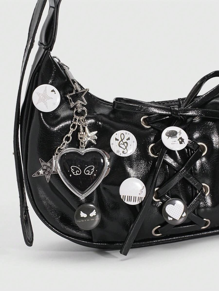 dark coquette bag charm and bag pin (7 pcs set)