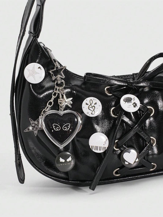 dark coquette bag charm and bag pin (7 pcs set)