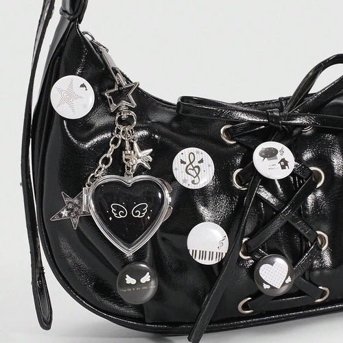 dark coquette bag charm and bag pin (7 pcs set)
