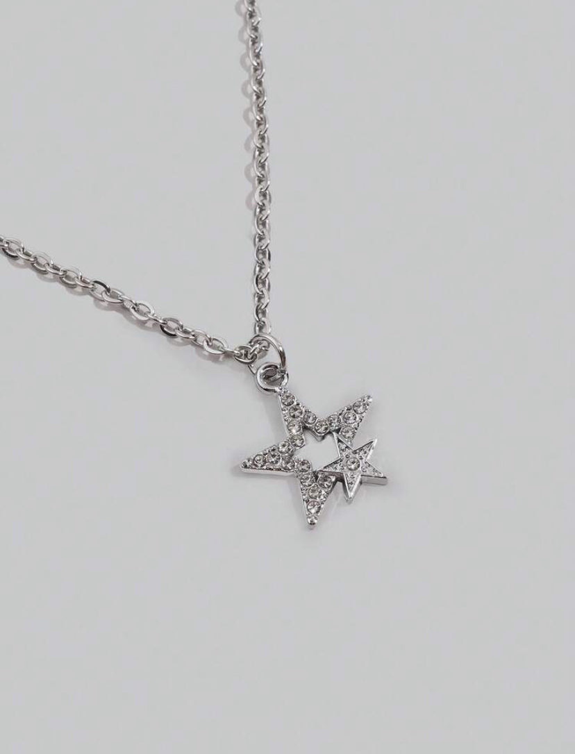 silver y2k star necklace
