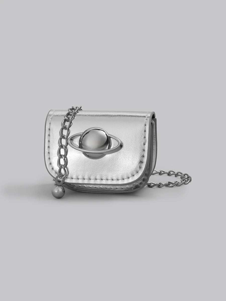 silver mini hand bag