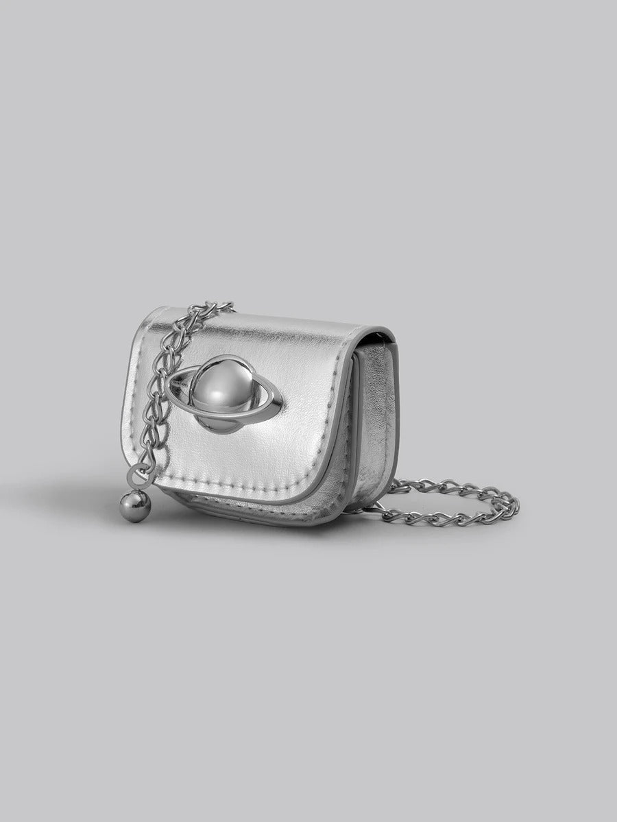 silver mini hand bag