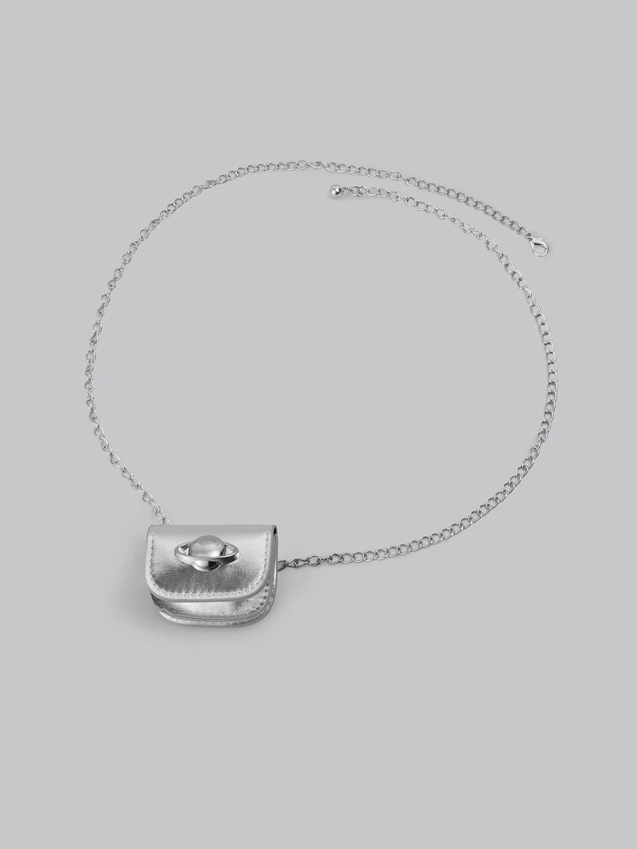 silver mini hand bag