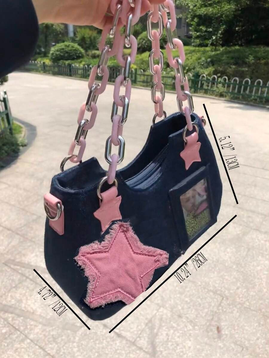Y2K Starry Denim Handbag