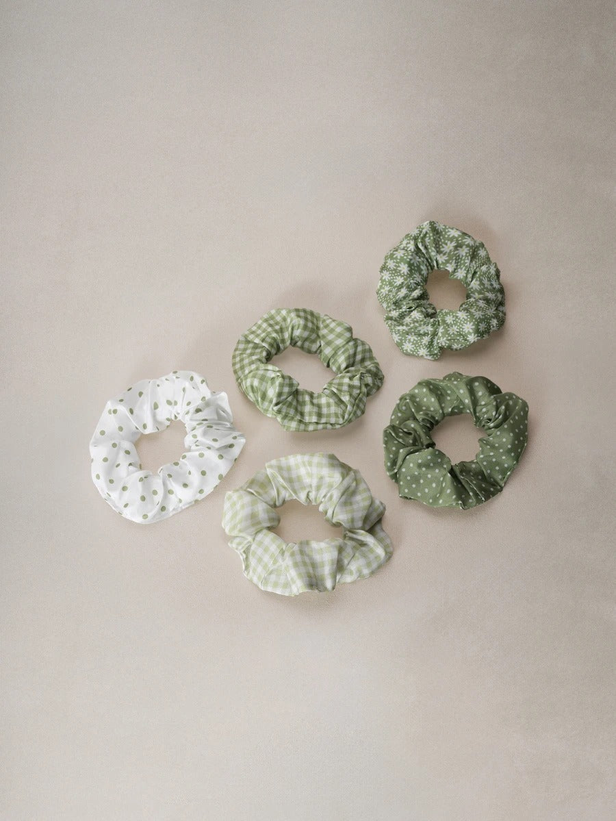 green scrunchies set