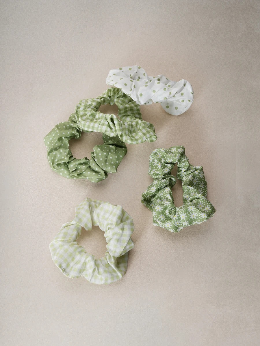 green scrunchies set