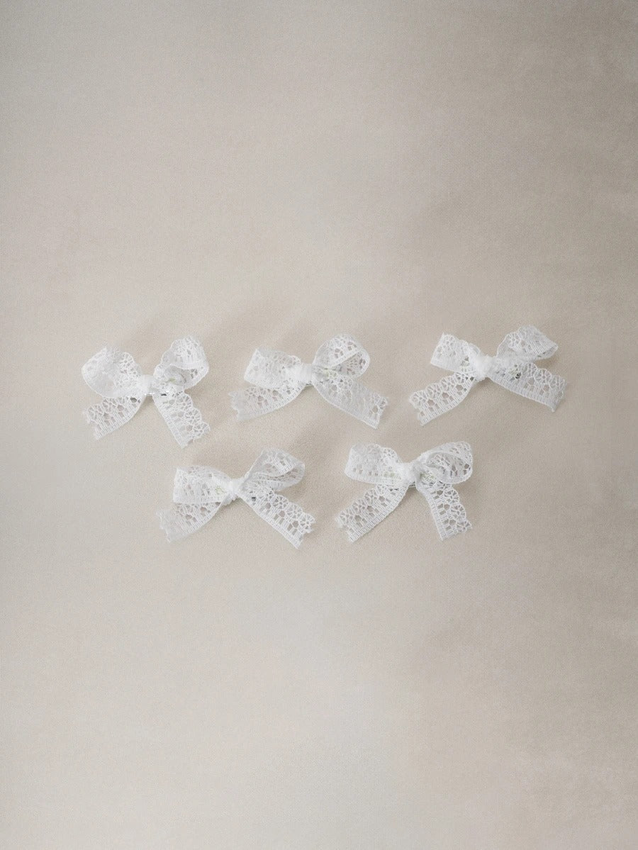 white lace bow hair pins set