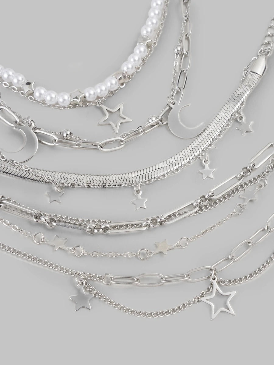 stainless steel silver bracelet set