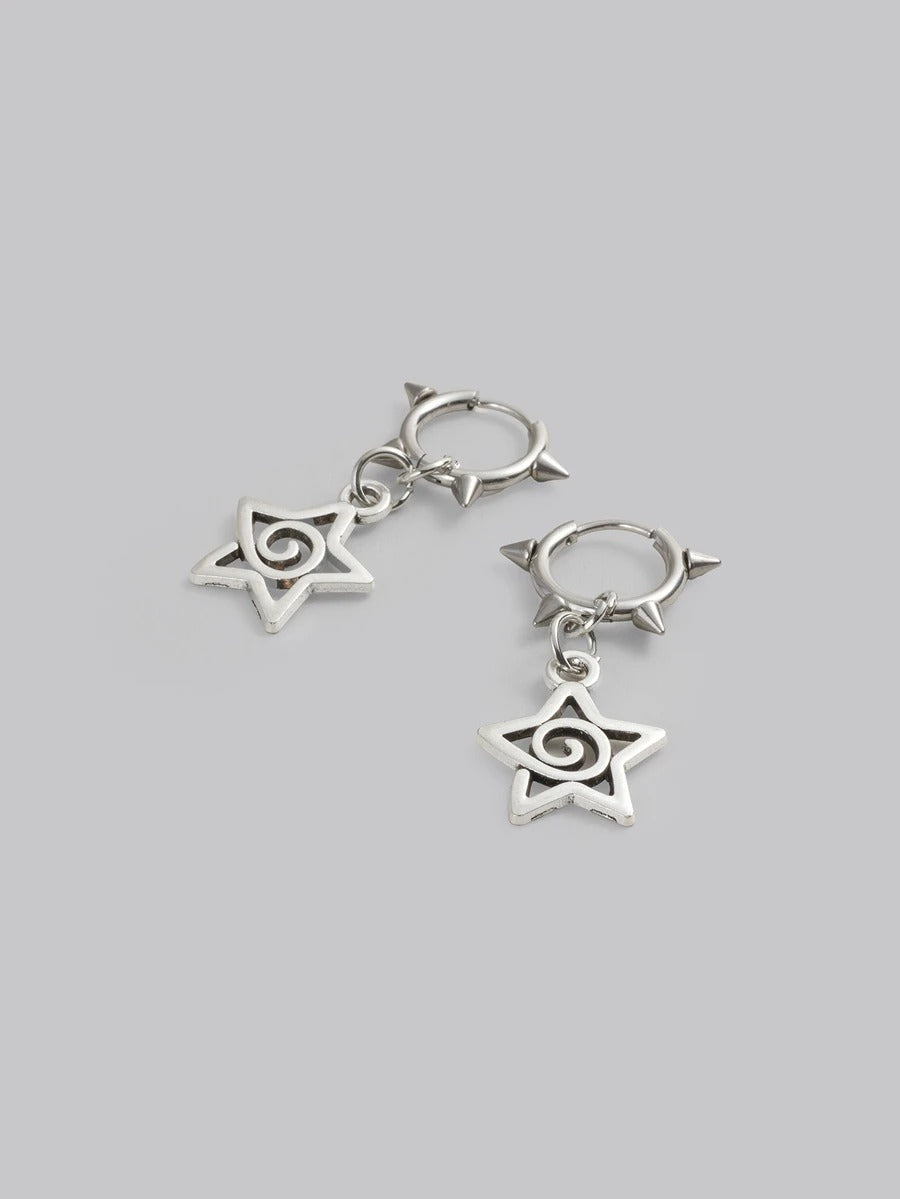 punky swirl star earrings