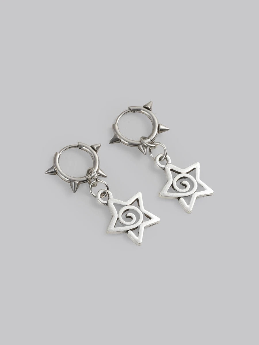 punky swirl star earrings