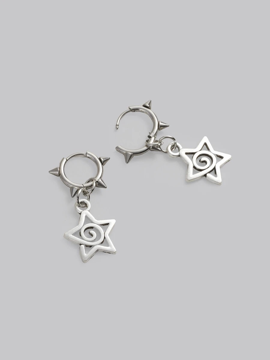 punky swirl star earrings
