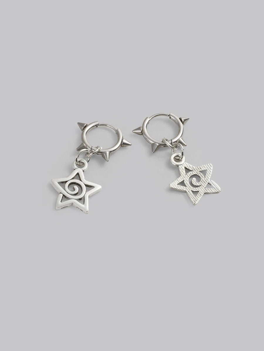 punky swirl star earrings