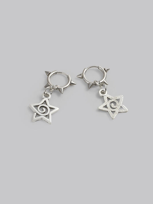 punky swirl star earrings