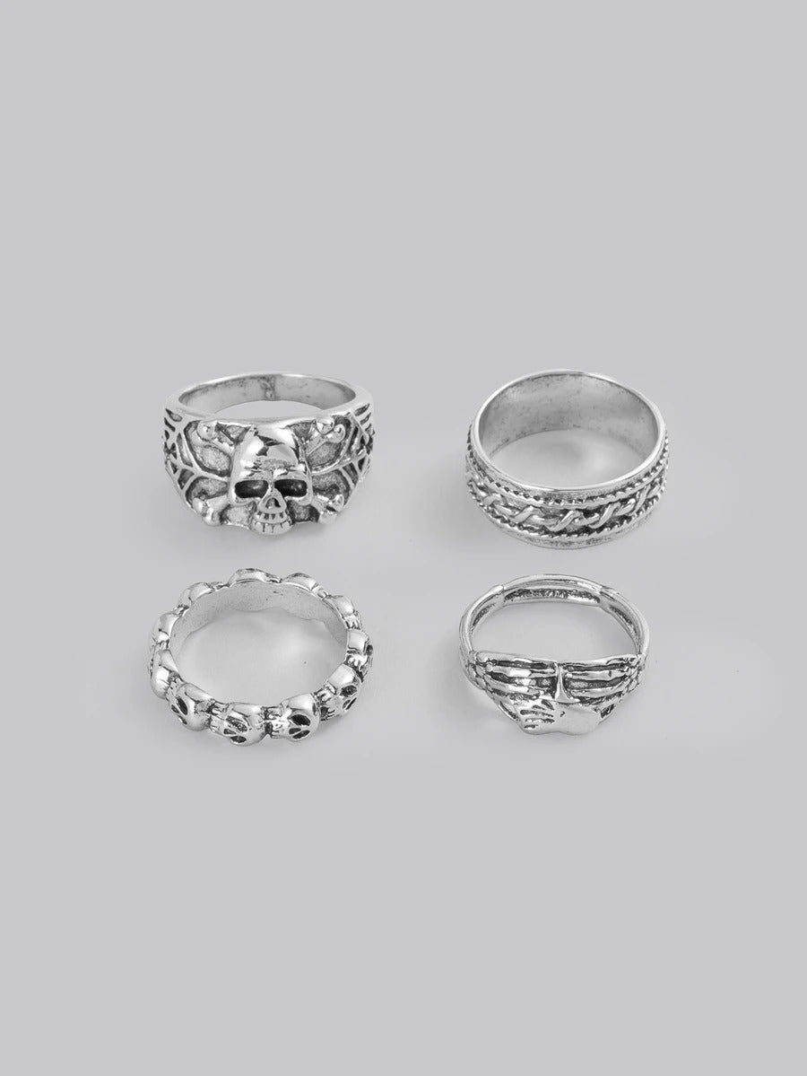 skull stack ring set