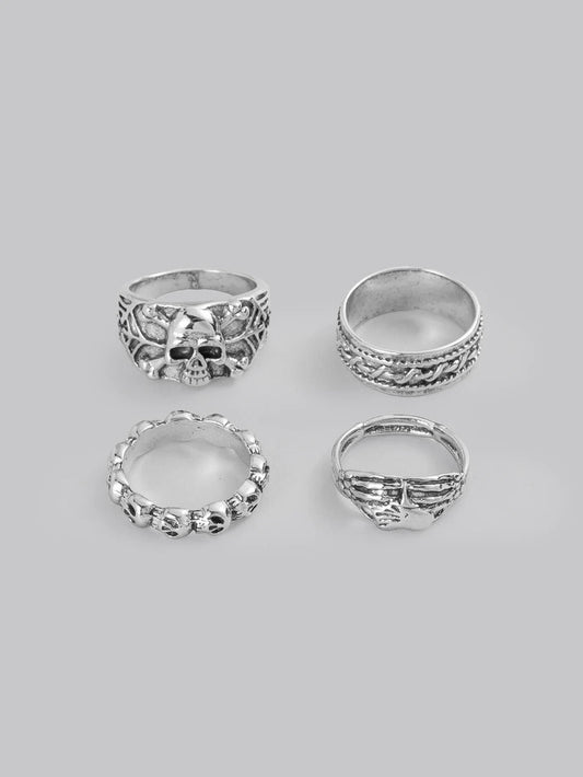 skull stack ring set