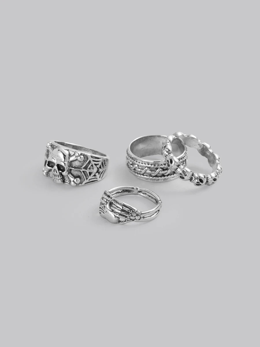 skull stack ring set