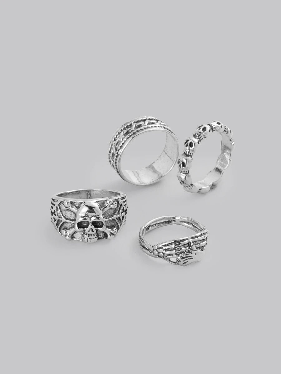 skull stack ring set