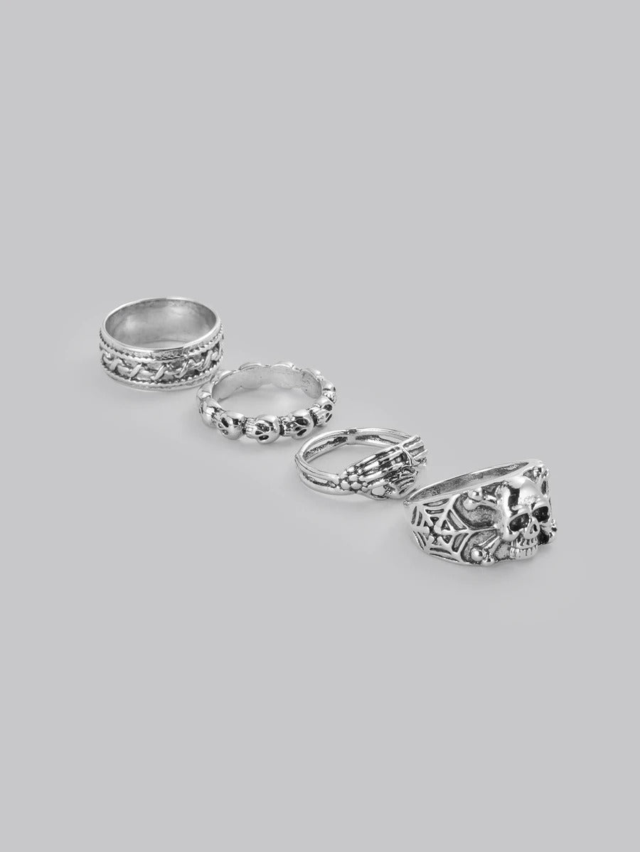 skull stack ring set