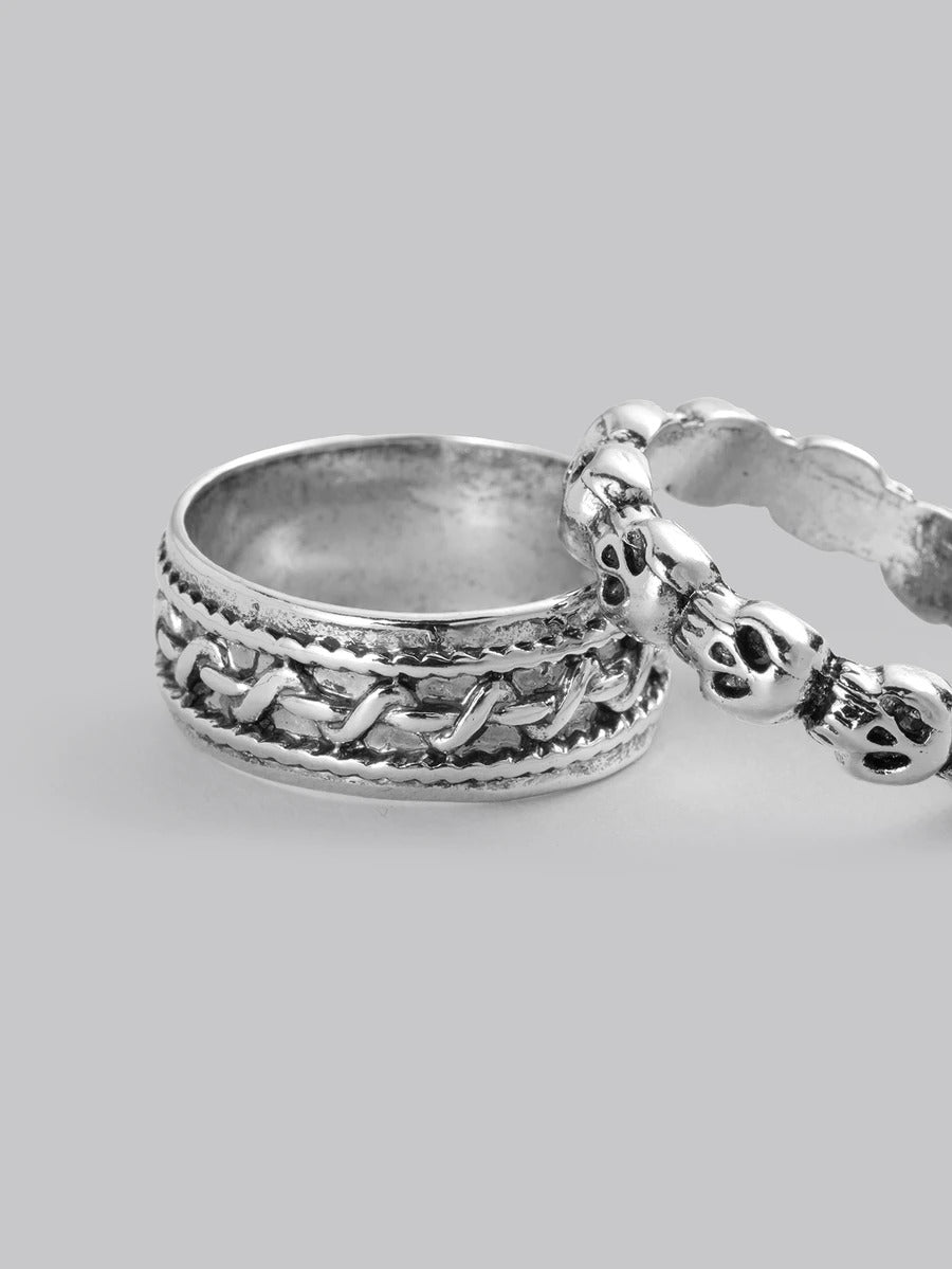 skull stack ring set