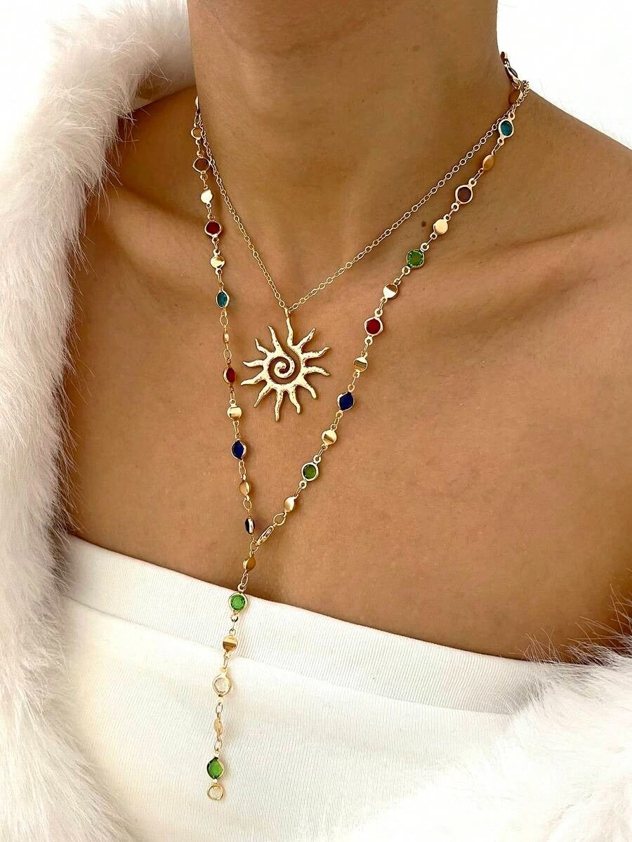 solara swirl layered necklaces set (2pcs)