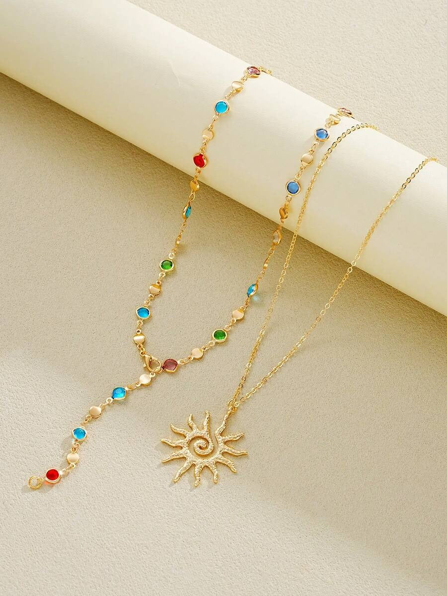solara swirl layered necklaces set (2pcs)