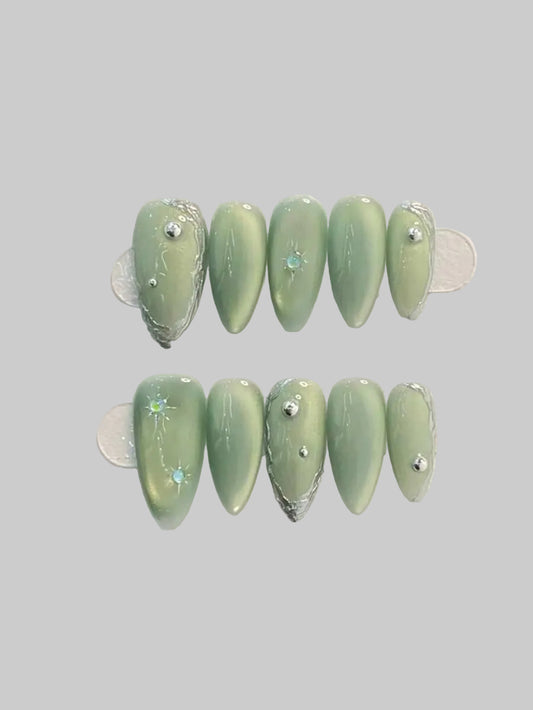 solid matcha nails