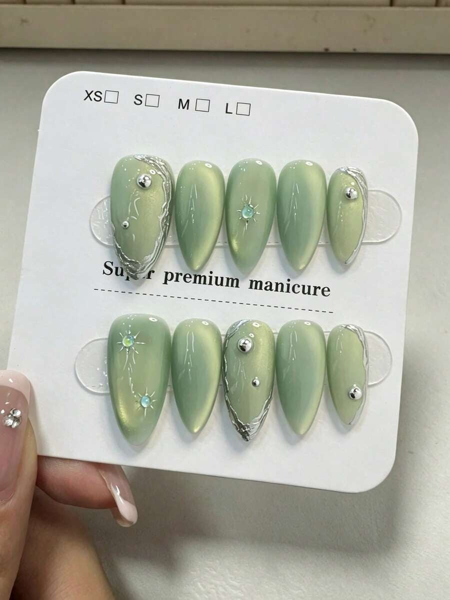 solid matcha nails