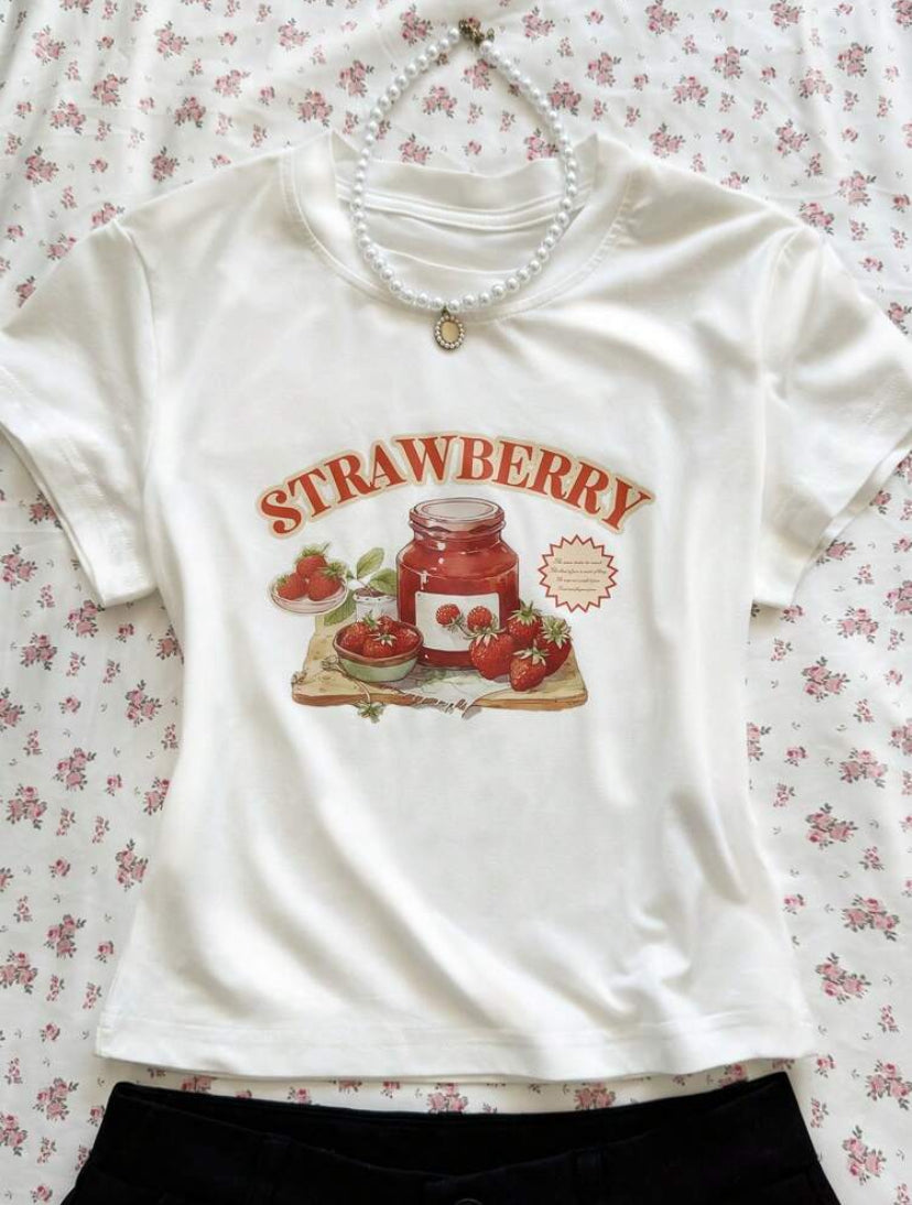 strawberry white top