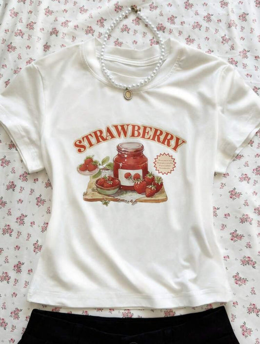 strawberry white top