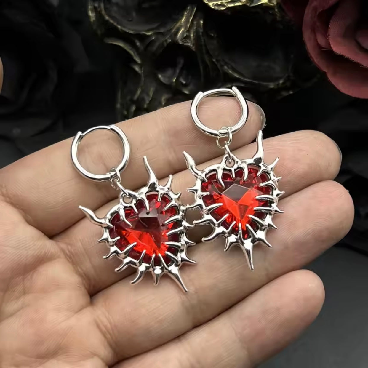 thorn heart earrings