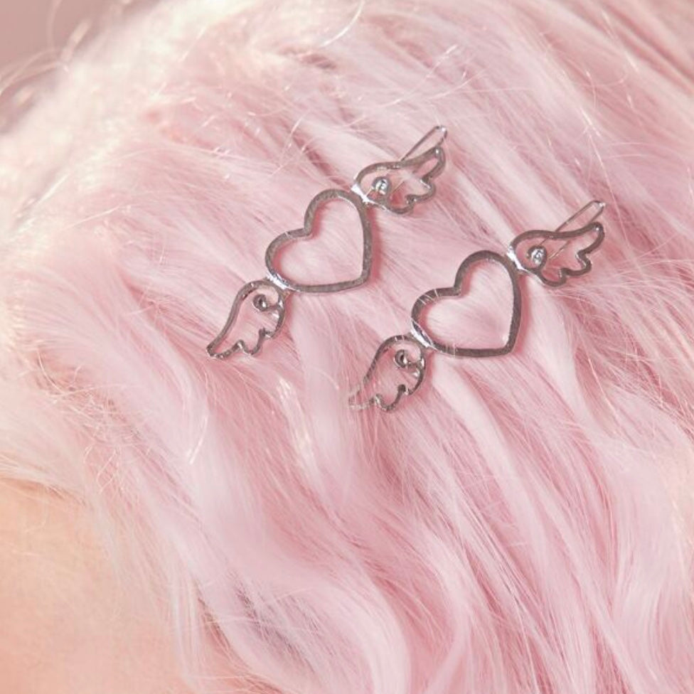 heart wing hair pins