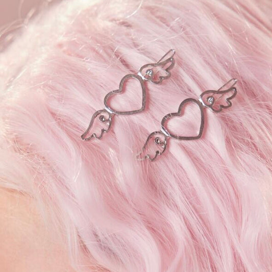 heart wing hair pins