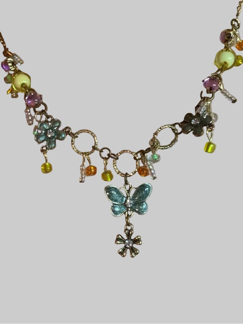 floral butterfly necklace