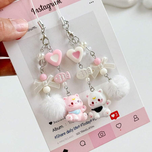 marshmallow meows phone charm