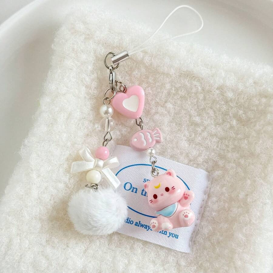 marshmallow meows phone charm