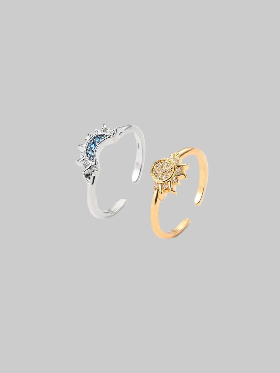 sun moon ring set