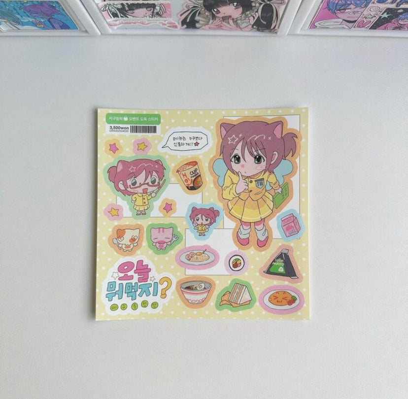 cartoon girly sticker sheet