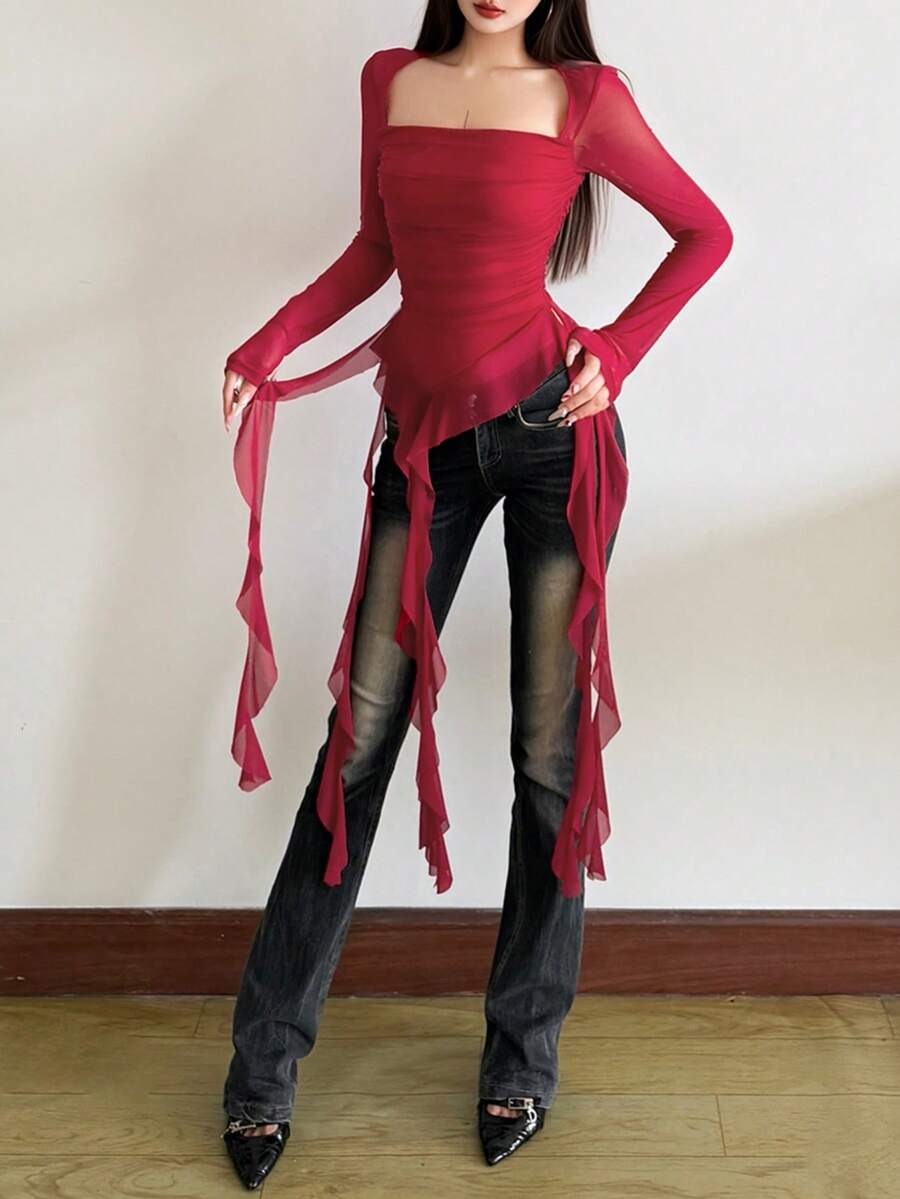 y2k ruffle top
