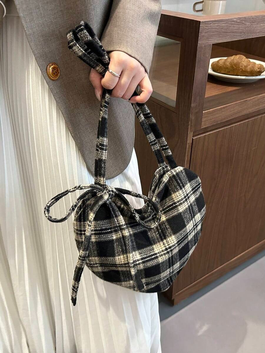 heart shaped plaid bag