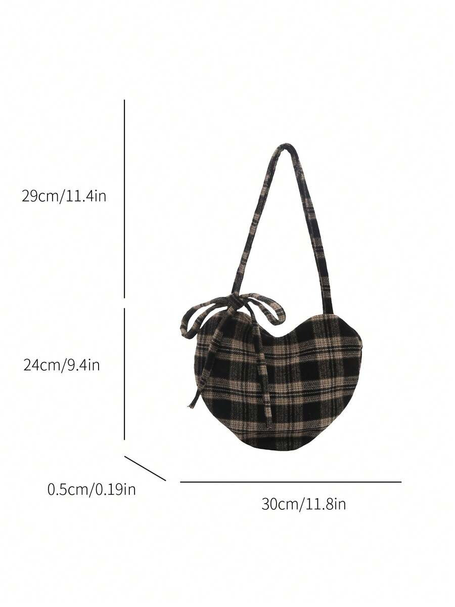 heart shaped plaid bag