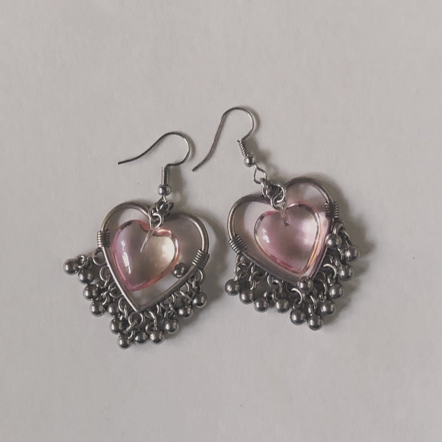 glass heart earrings