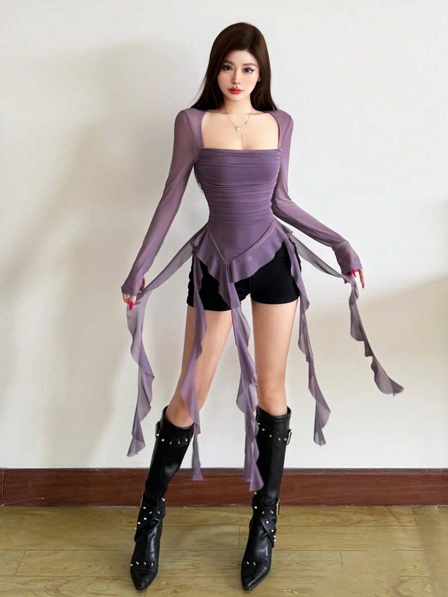 y2k ruffle top
