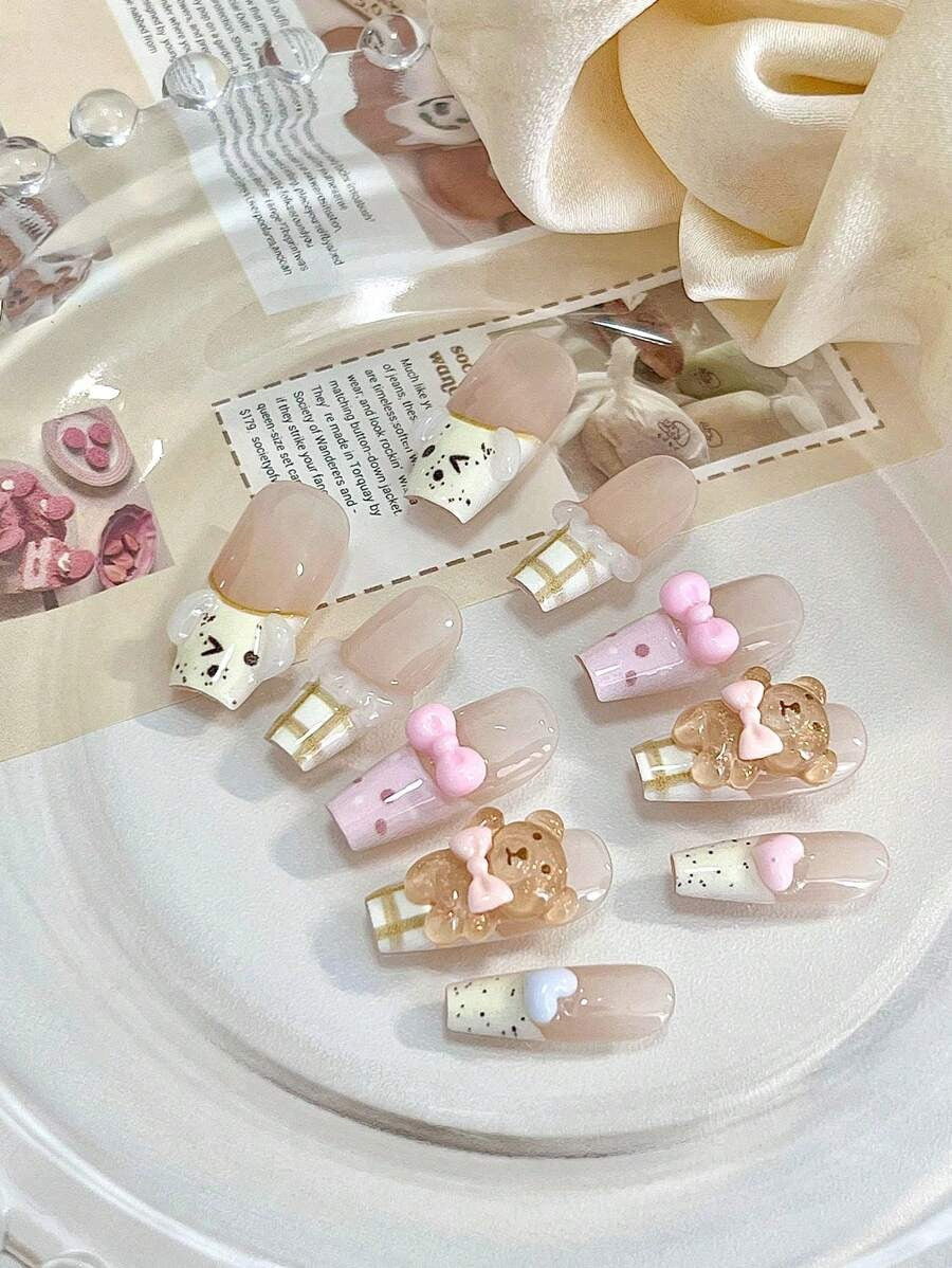 teddy tea nails