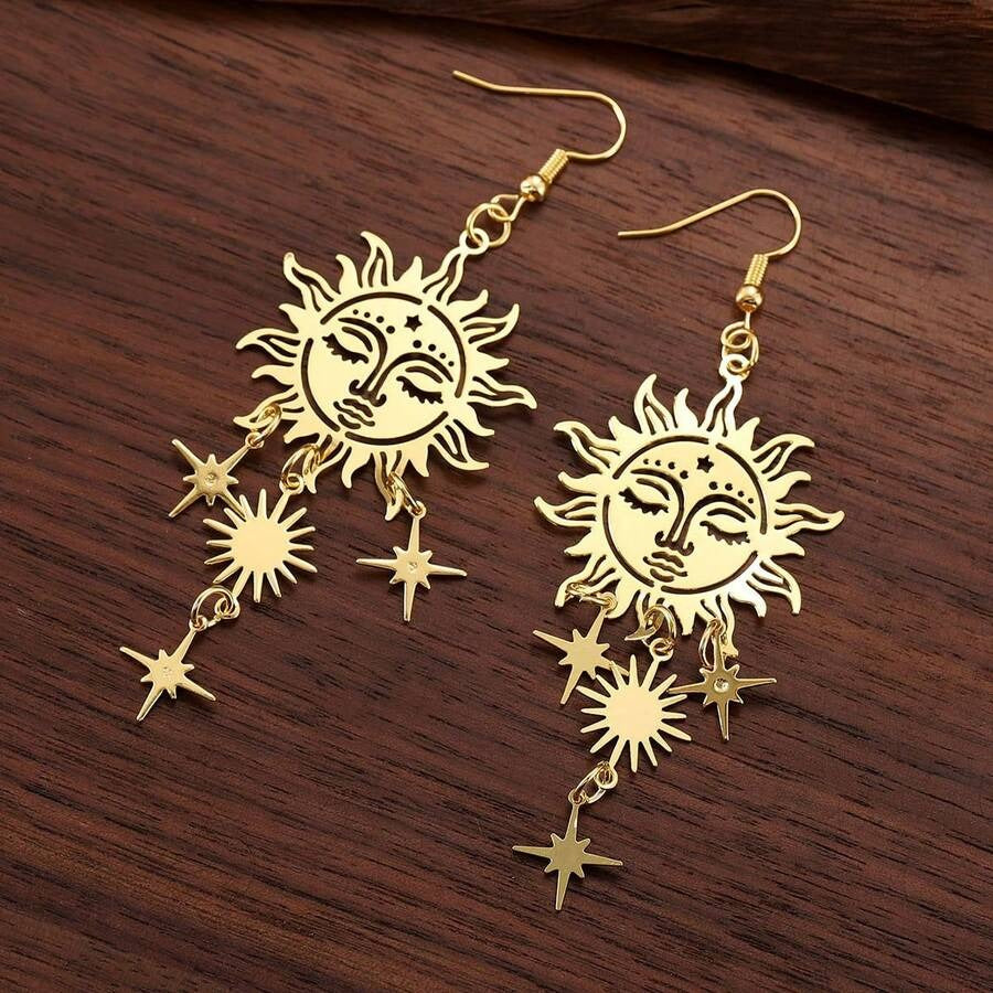 bohemia style sun dangling earrings
