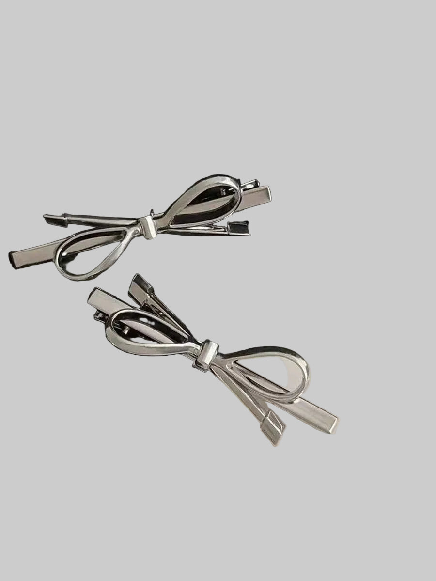 silver bow hair pins