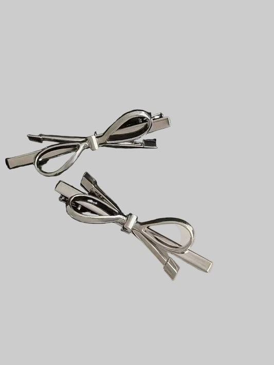 silver bow hair pins