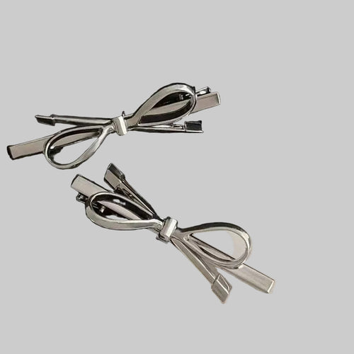 silver bow hair pins