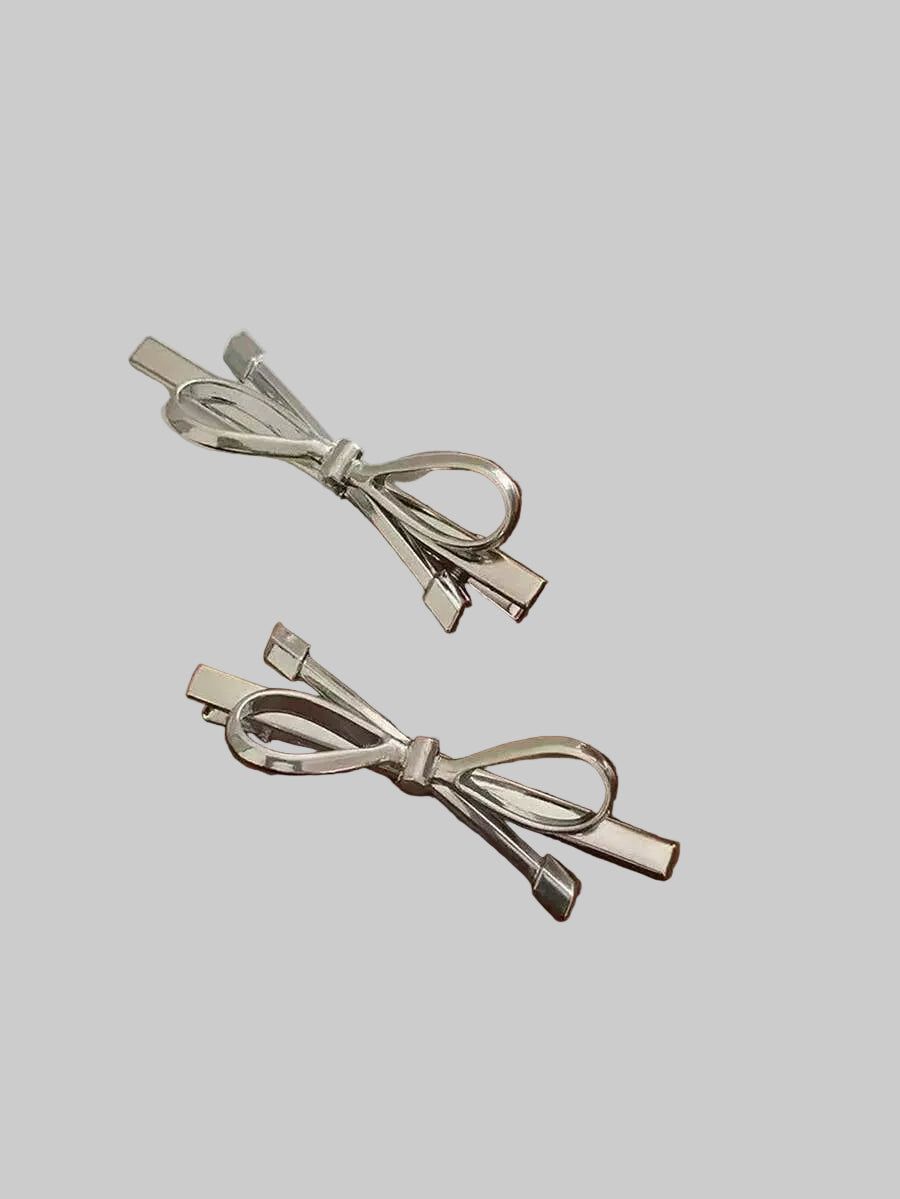silver bow hair pins