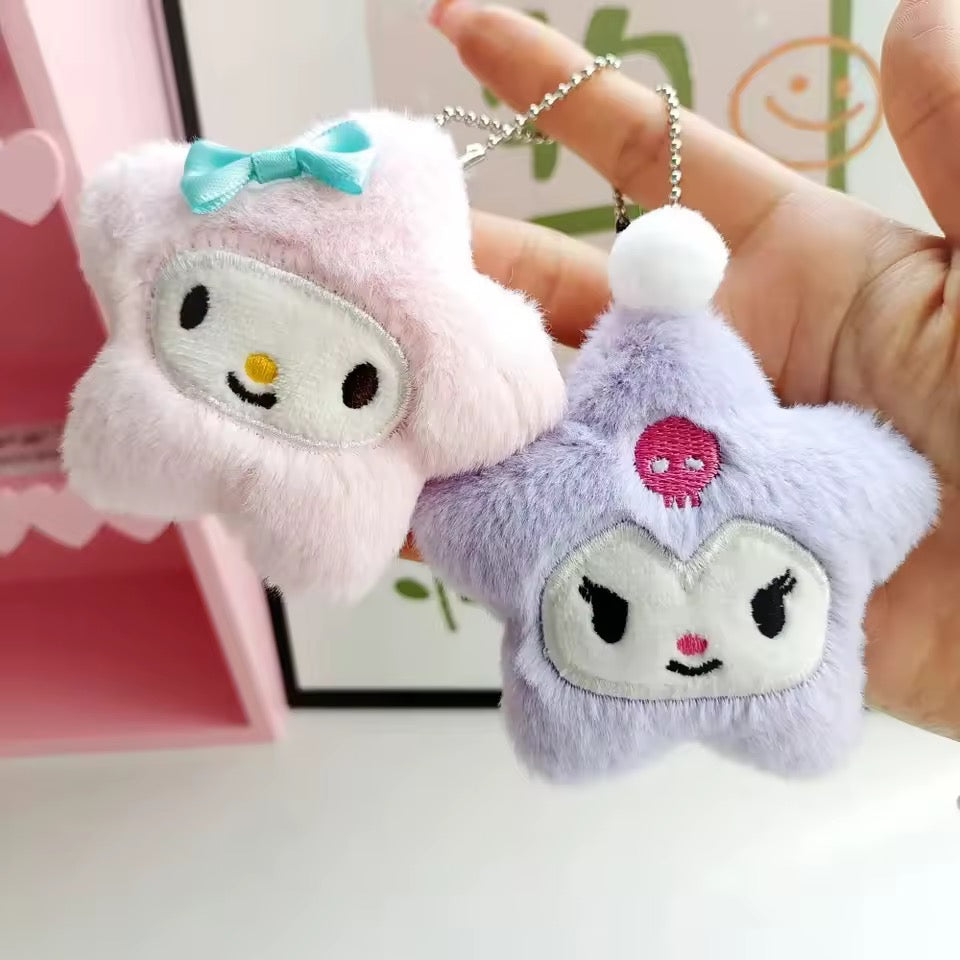sanrio star plush keychain