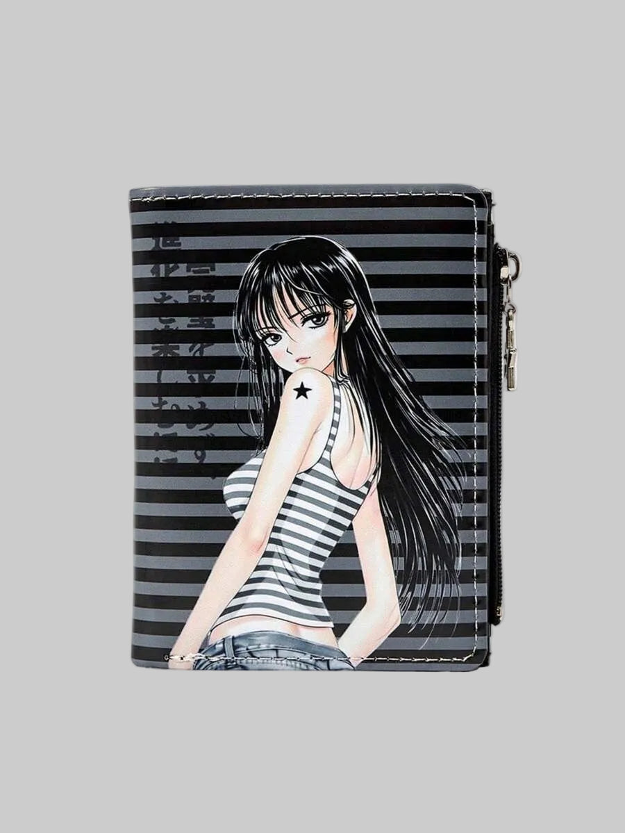 striped anime girl wallet